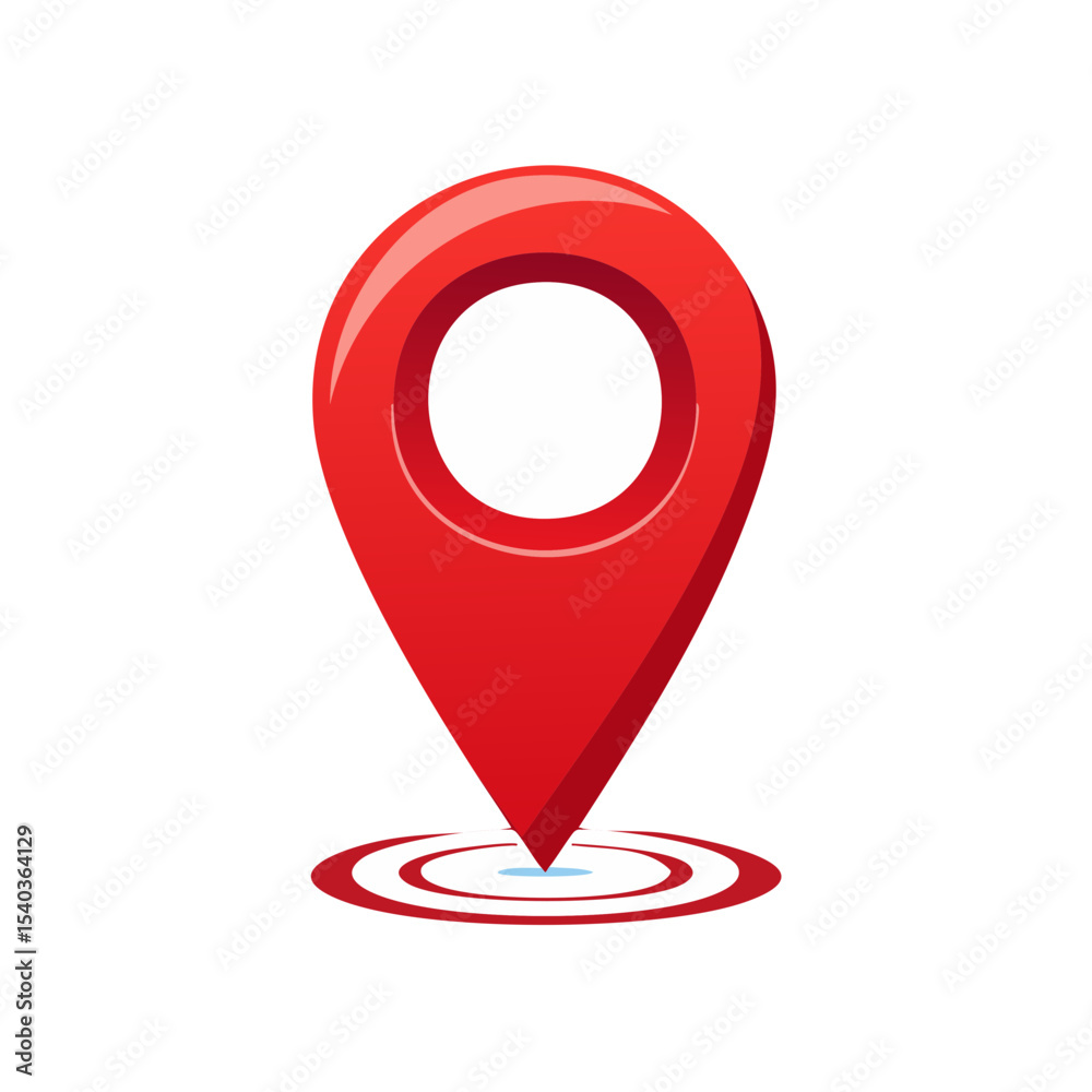 Poster red navigation pointer, map pin on black background for location services