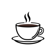 Obraz premium Stylized Illustration of Steaming Coffee Cup on Saucer Hot Beverage Graphic Design