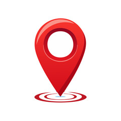 Red Navigation Pointer, Map Pin on Black Background for Location Services