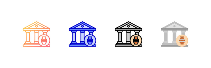 Museum icon set multiple style collection