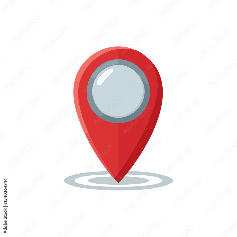 Poster red map pointer icon illustration marking a location for navigation or travel destination and precis