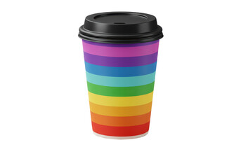 Isolated Colorful Rainbow Striped Coffee Cup Takeaway