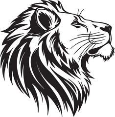 Majestic lion head profile black and white design