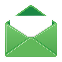 Green Open Envelope Icon Design for Digital Communication and Online Correspondence