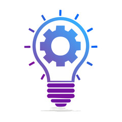 Lightbulb with Gear Graphic Representing Innovation, Ideas, and Technological Progress