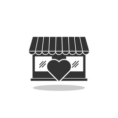 Shop store heart icon with shadow