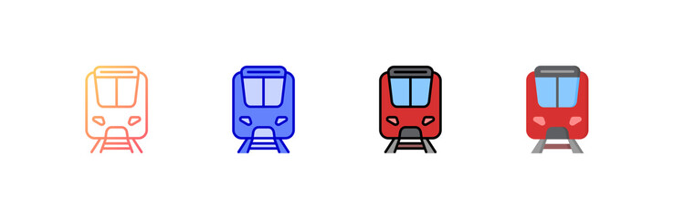 Subway icon set multiple style collection