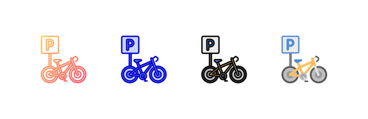 Fototapeta premium Bicycle Parking icon set multiple style collection