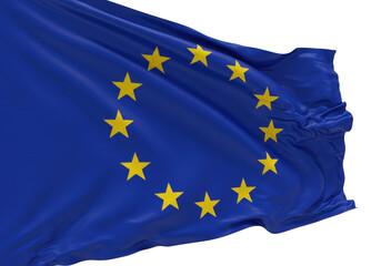 Isolated Waving European Union Flag with Golden Stars