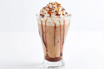 Iced caramel coffee drink with whipped cream