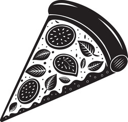 Delicious pizza slice basil tomatoes italian food