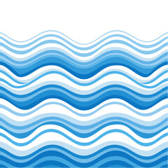 Abstract blue waves flowing in seamless pattern representing ocean or sea concept for a water background with varying shades of light and dark