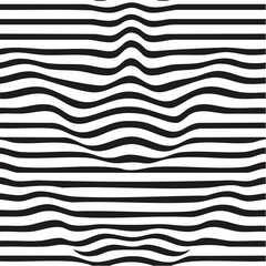Obraz premium Optical Illusion Horizontal Lines Black and White Pattern Abstract Design Simple Graphic Modern Vector Smooth Shape Motion Visual Trick Art Perspective