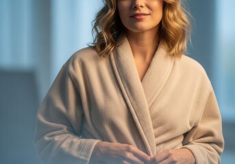 Comfortable morning routine with cozy robe
