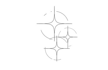 キラキラ輝くマンガ風マーク(モノクロ)黒