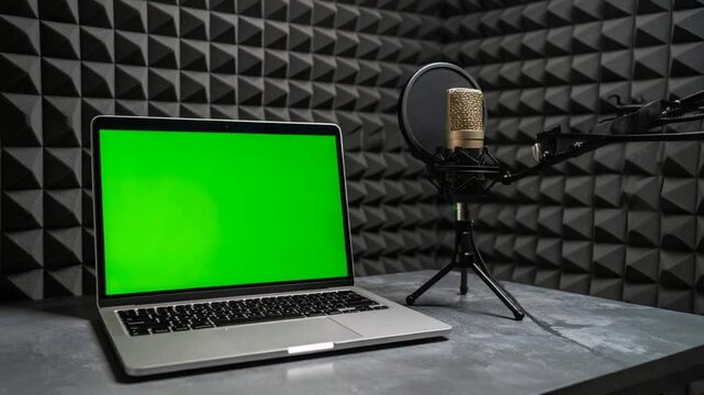 Laptop green screen recording studio