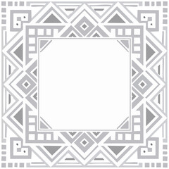 Obraz premium Abstract geometric square frame with diamond and triangle shapes, grey and white decorative border