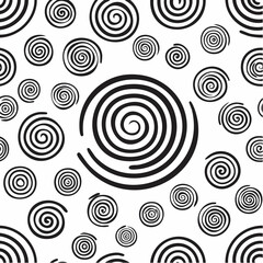 Abstract Spiral Pattern with Circular Swirls in Black and White Seamless background Hand drawn design for decorative prints textiles and wrapping paper