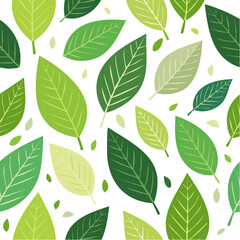 Fototapeta premium Vector Pattern of Green Leaves on Black Background Seamless Nature Design Fresh Eco Style Decorative Wallpaper Surface Covering