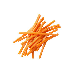 Heap of Freshly Cut Carrot Sticks Isolated on Black Background