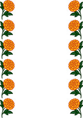 Elegant vector floral frame with detailed marigold flowers and green leaves, perfect for invitations, cards, or decorative borders.