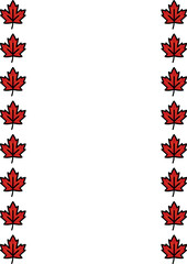 Elegant vector frame design featuring a vertical arrangement of red maple leaves, perfect for autumnal or Canadian-themed projects.