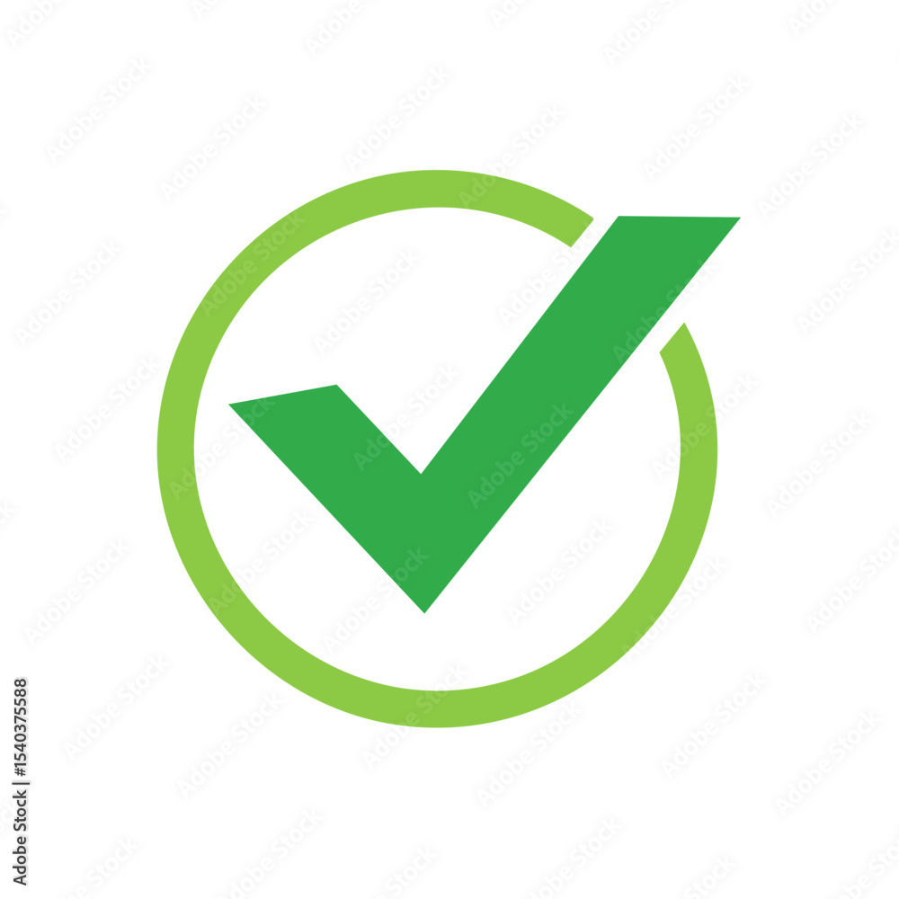 Poster green check mark circle symbol approval validation completion confirmation acceptance verification o