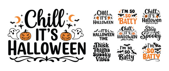 Funny Halloween SVG Bundle - Spooky Quotes and Batty Typography Designs