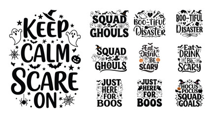Obraz premium Funny Halloween SVG Bundle - Keep Calm Scare On and Spooky Typography Designs