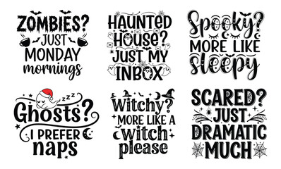 Fototapeta premium Funny Halloween SVG Typography Bundle - Spooky & Humorous Quotes