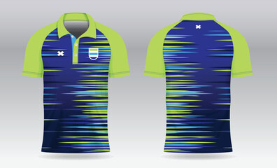 blue light green polo jersey shirt mockup template design for badminton  tennis  soccer  football or sport uniform