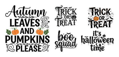 Halloween and Autumn SVG Typography Bundle for T-Shirts, Mugs, and Wall Art