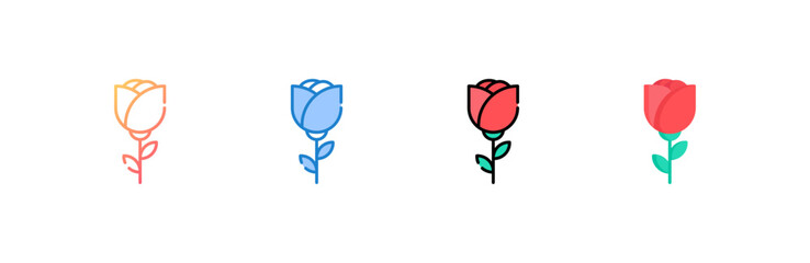 Rose icon set multiple style collection