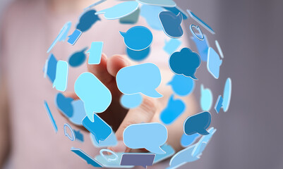 Abstract image of speech bubbles, symbolizing global communication and digital networking.