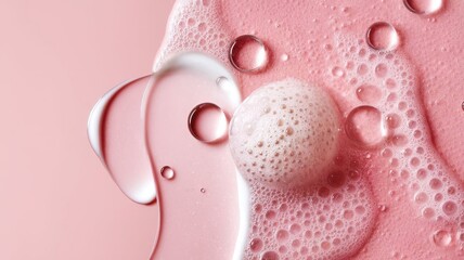 Pink Serenity: Abstract Close-Up of Delicate Cosmetic Textures and Bubbles
