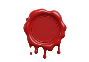Isolated Red Wax Seal with Dripping Edges
