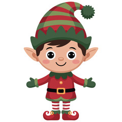 Christmas boy elf flat vector isolated white background