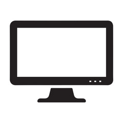 Simple Black Computer Monitor Icon Design for Website or App Interface