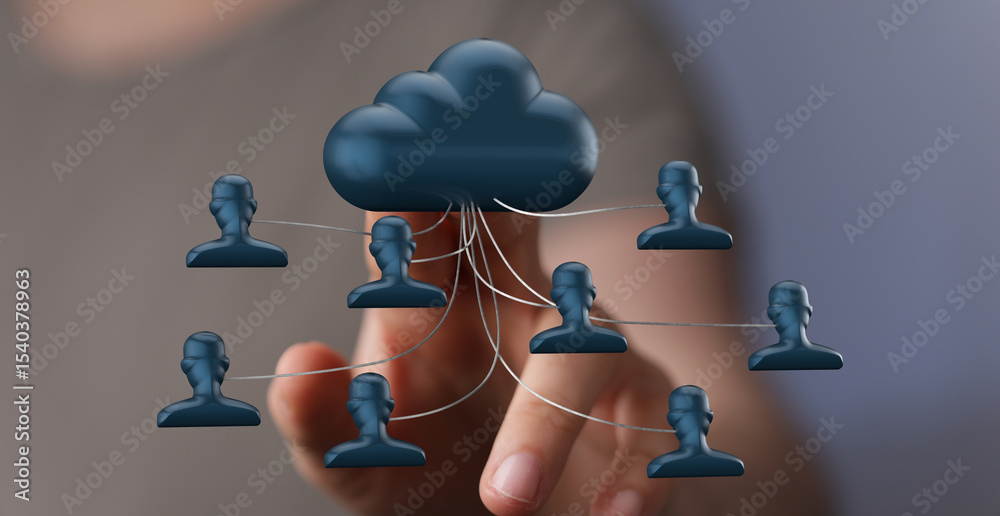 Poster image depicts secure cloud data sharing, collaboration, and networking.