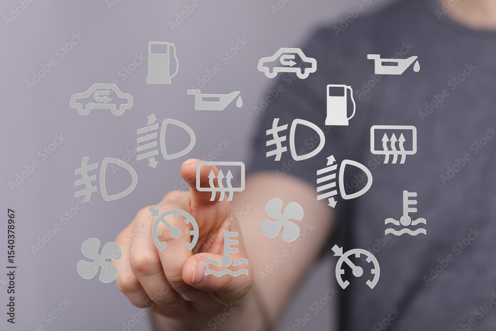 Poster Learn to identify and understand common car dashboard warning lights and indicators.