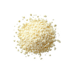 Close-up of a Pile of Grated Parmesan Cheese Against a Black Background