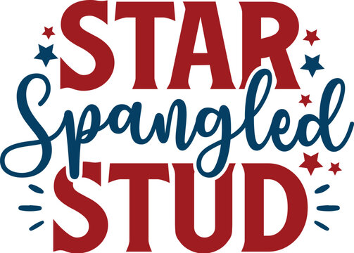 Star spangled stud design isolated on transparent background