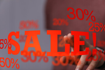 Attractive sale banners with various discount percentages.