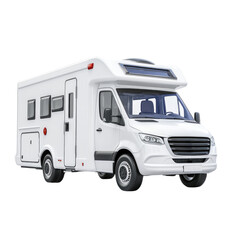 Modern camper van parked in an outdoor setting ready for a road trip isolated on transparent background, cutout png