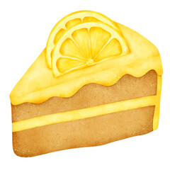 piece of cake lemon cartoon watercolor 