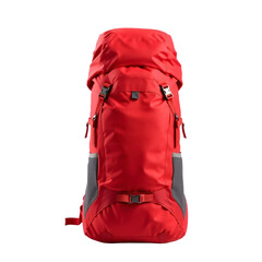 Fototapeta premium Red mountain backpack isolated on transparent background