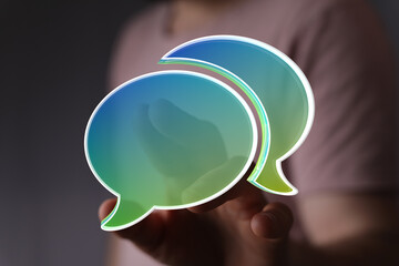 Abstract image of speech bubbles, representing communication, conversation, and dialogue.