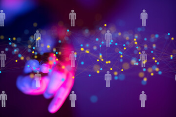 Abstract image depicting interconnected people, symbolizing global networking, communication, and...