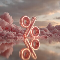Elegant Percentage Symbol Against Dreamy Pink Cloud Background