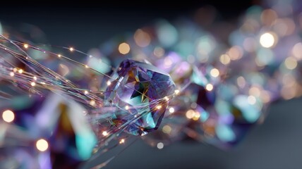Abstract close-up of sparkling gems and shimmering lights background